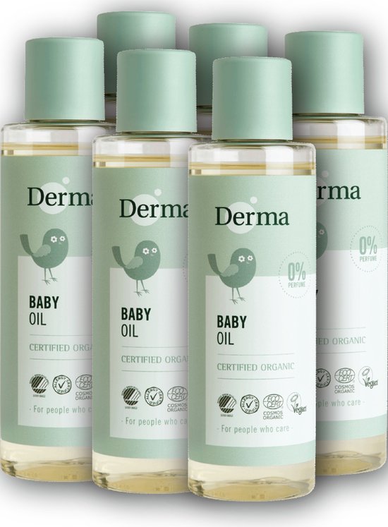 Derma Eco Babyolie - Hypoallergeen - Parfumvrij - met Vitamine E - voor Gevoelige Babyhuid - 6 x 150 ml van Merkloos