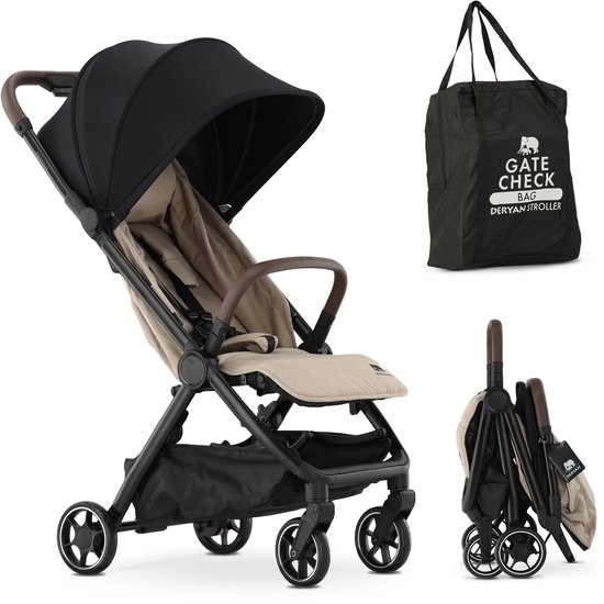 Deryan Air Buggy - Vliegtuig buggy - Geïntegreerde buggy transporttas - Nougat van Deryan