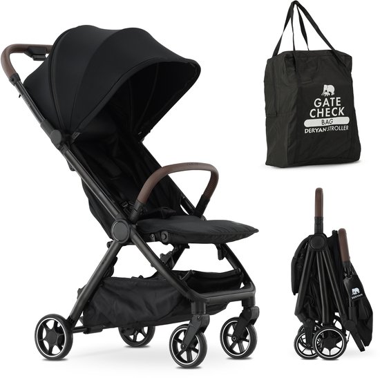 Deryan Air Buggy - Vliegtuig buggy - Geïntegreerde buggy transporttas - Zwart van Merkloos