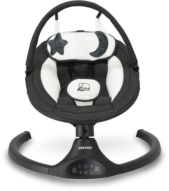 Deryan Baby Elektrische Wipstoel - Schommelstoel - Bluetoothfunctie,Speaker en Afstandsbediening - Zwart