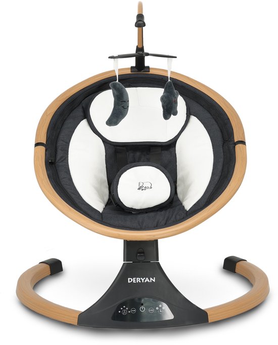 Deryan Baby Elektrische Wipstoel - Schommelstoel - Hout look - Bluetoothfunctie,Speaker en Afstandsbediening van Deryan