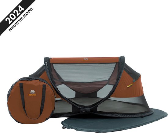 Deryan Baby Luxe Campingbedje – Inclusief zelfopblaasbare matras - Caramel van Deryan