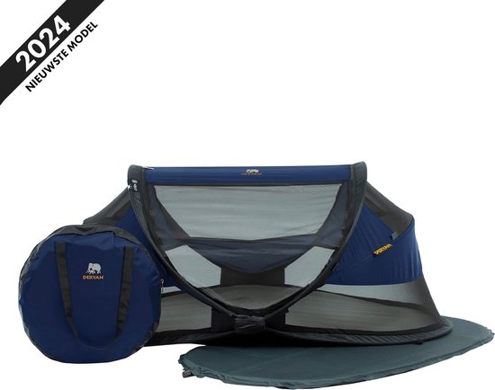 Deryan Baby Luxe Campingbedje – Inclusief zelfopblaasbare matras - Navy van Deryan