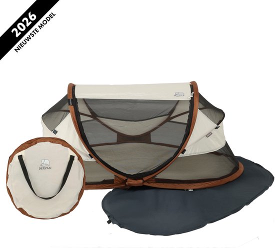 Deryan Baby Luxe Pop-Up Campingbedje - Reisbedje met Matrasje - Sand van Merkloos