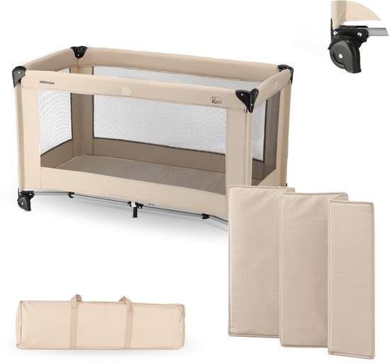Deryan Believer Campingbed met Matras - 120x60 cm - 0-5 Jaar - Nougat