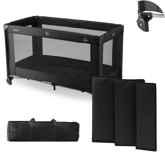 Deryan Believer Campingbedje met Matras - 120x60 cm - 0-5 Jaar - Zwart