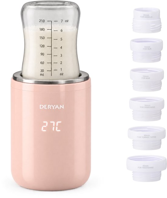 Deryan Bottle-In Flessenwarmer - Draagbare Flesverwarmer - Roze