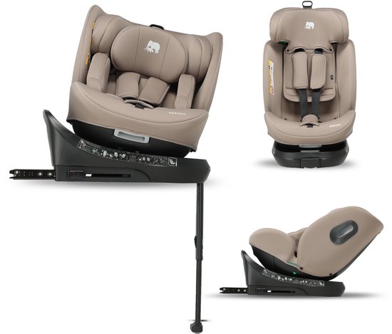 Deryan Carly Luxe i-Size Autostoeltje - 0-36kg - Isofix + steunpoot - 360° draaibaar - Nougat van Merkloos