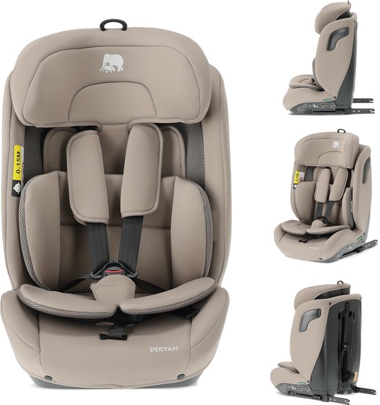 Deryan Carter Luxe i-Size/ isofix Autostoeltje - Tot ca. 12 jaar - 76-150 cm - Nougat van Merkloos