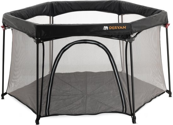 Deryan Draagbare Kinderbox - Zwart - Vaste matrasbodem - Reisbox - campingbedje van Deryan