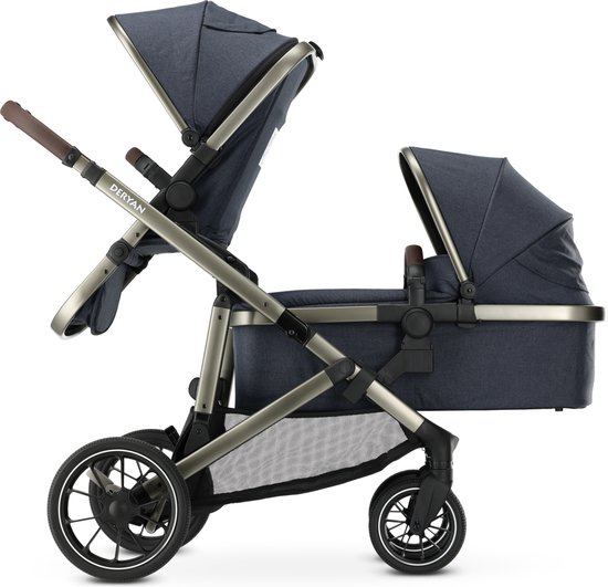 Deryan Evy V2 Kinderwagen 2-in-1 - Inclusief reiswieg en zitje - Navy van Merkloos