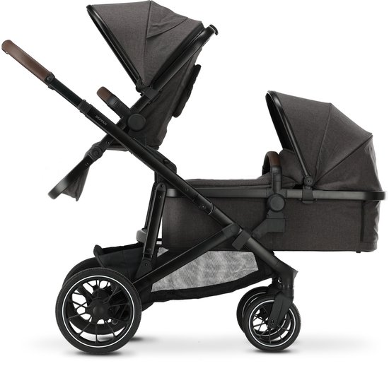Deryan Evy V2 Kinderwagen 2in1 - Duo Kinderwagen - Uitbreidbaar inclusief reiswieg en zitje - Grijs van Merkloos