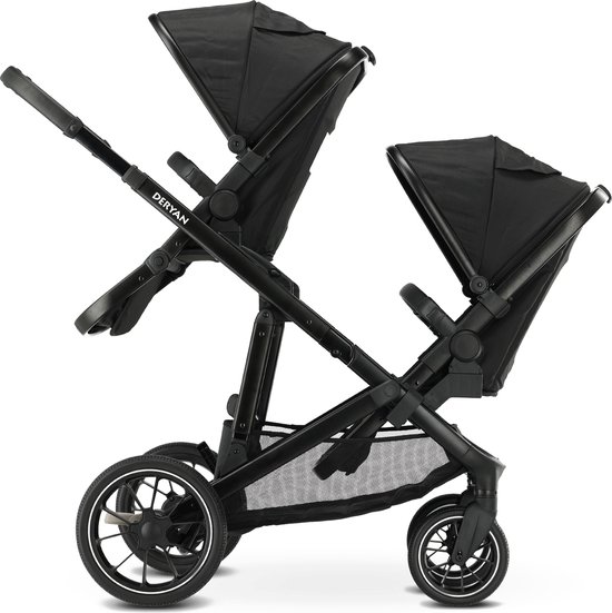 Deryan Evy V2 Kinderwagen - Duo Kinderwagen - Uitbreidbaar - Inclusief extra zitje - Zwart van Deryan