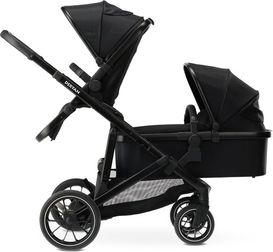 Deryan Evy V2 Kinderwagen - Duo Kinderwagen - Uitbreidbaar - Inclusief reiswieg - Zwart van Deryan