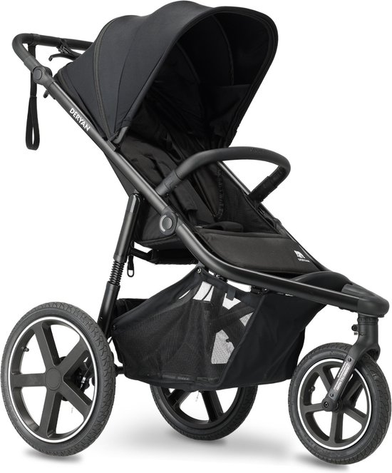 Deryan Luxe Bolt hardloop kinderwagen - Jogging buggy - Runner - Inclusief muggennet en pomp - Zwart van Deryan