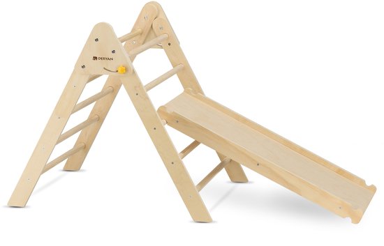 Deryan Luxe Mini Klimrek Set - Met Glijbaan - Opvouwbaar - Hout van Merkloos