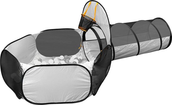 Deryan Luxe Pop Up Kindertent - Speeltent voor Kinderen - Basketbal Ballenbak met 45 ballen - Zilver van Deryan