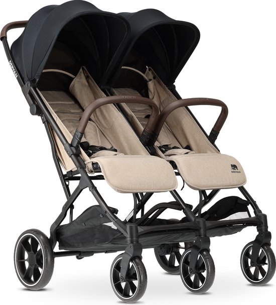Deryan Luxe Rolo X2 XL Dubbele Buggy - Duo Buggy - Nougat van Deryan