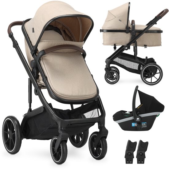 Deryan Noa Kinderwagen 3-in-1 - Multi functionele Kinderwagen - inclusief autostoel - Nougat van Merkloos