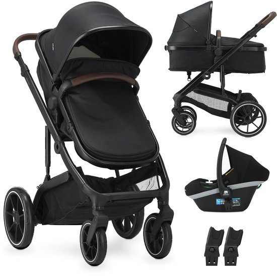 Deryan Noa Kinderwagen 3-in-1 - Multi functionele Kinderwagen - inclusief autostoel - Zwart van Merkloos