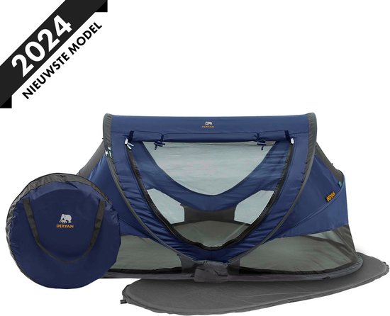 Deryan Peuter Luxe Campingbedje – Inclusief zelfopblaasbare matras - Navy van Deryan