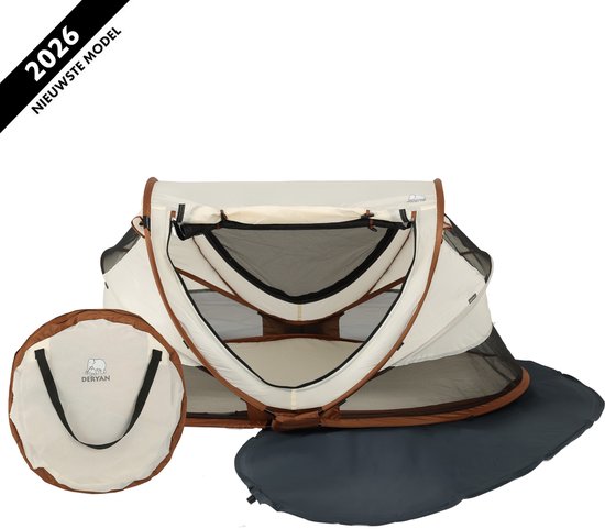 Deryan Peuter Luxe Pop-Up Campingbedje - Reisbedje met Matras - Sand