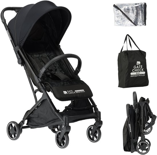 Deryan Plane Buggy met Regenhoes & Draagtas - Compact & Licht - Zwart van Merkloos
