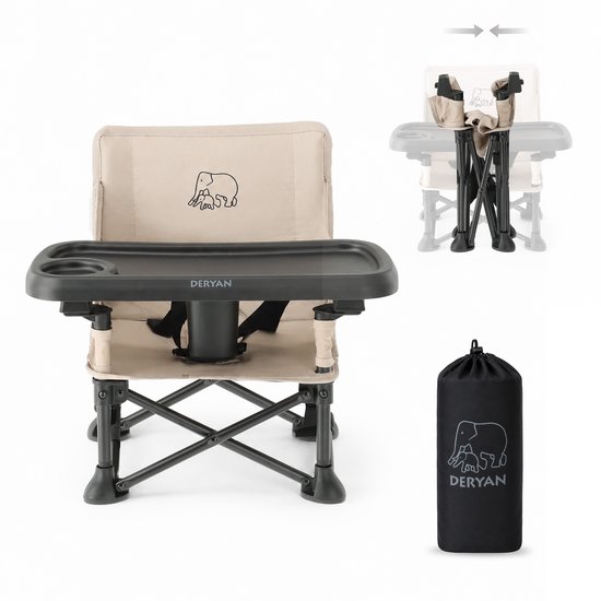 Deryan Pop 'N Sit Mini Kinderstoel - Opvouwbare Stoelverhoger - Nougat