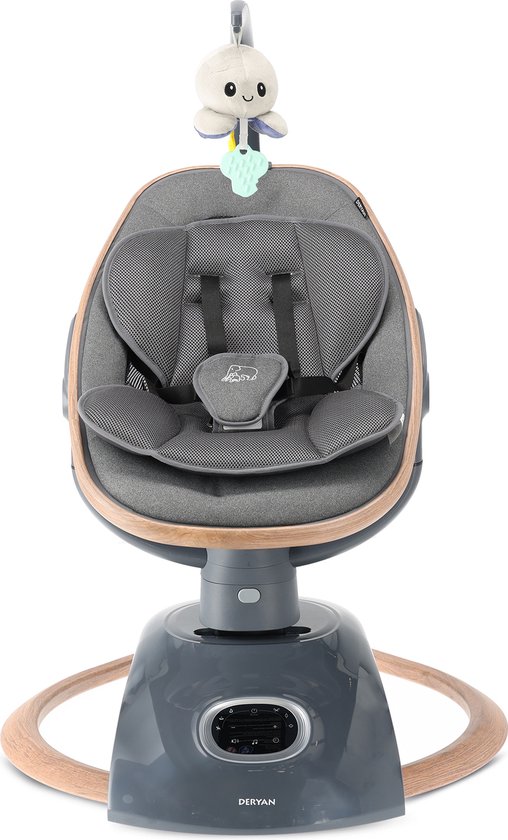 Deryan Rocky Luxe Baby Elektrische Wipstoel - Schommelstoel - Bluetoothfunctie, Speaker en Afstandsbediening - Grijs van Deryan