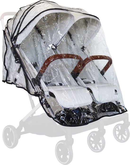 Deryan Rolo X2 Regenhoes voor dubbele buggy - Kooper x2 regenhoes van Merkloos