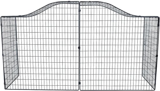 Designer Gevormde Haardhek - Veiligheidsbarrière voor Baby's en Huisdieren - 144cm Breedte - Zwart - Metaal - 144x80cm