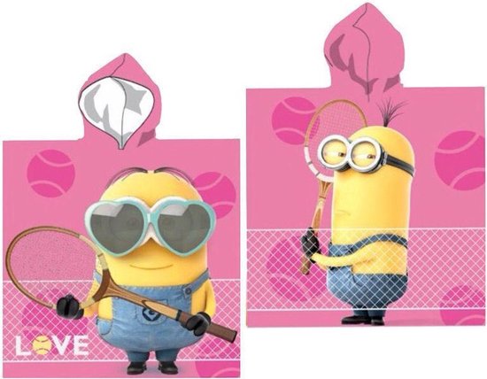 Despicable Me - Minions - Poncho - Badponcho - Met capuchon - 55x110Cm - Polyester - Roze van Despicable Me