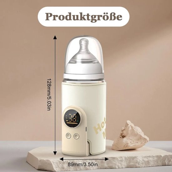 Deze flessenwarmer voor babyflesjes heeft een 8000mAh-batterij, 18W snelle verwarmingstechnologie, 6 temperatuurinstellingen en een reislampje, en is ontworpen voor babyflesjes van universeel formaat.