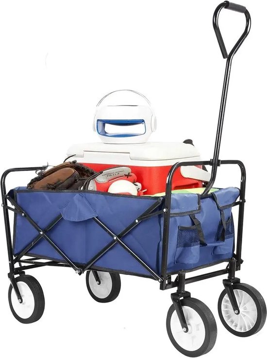 DHN Opvouwbare Wagenkar - Bolderkar - Tuin Wagen Transportwagen Strandkar - Transportkar - Kampeerwagen - Blauw van DHN