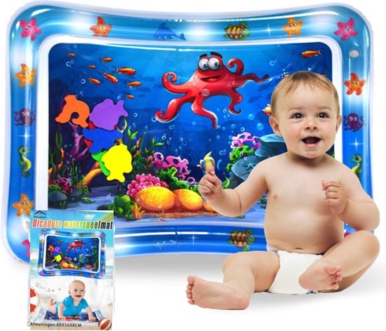 Dicadore - Waterspeelmat Baby – Watermat – Speelkleed – Baby Speelgoed 0 Jaar - Opblaasbaar – Waterspeelgoed Baby - Kraamcadeau - Babyshower Cadeau - Octopus - Baby Speelgoed - Baby Speelmat