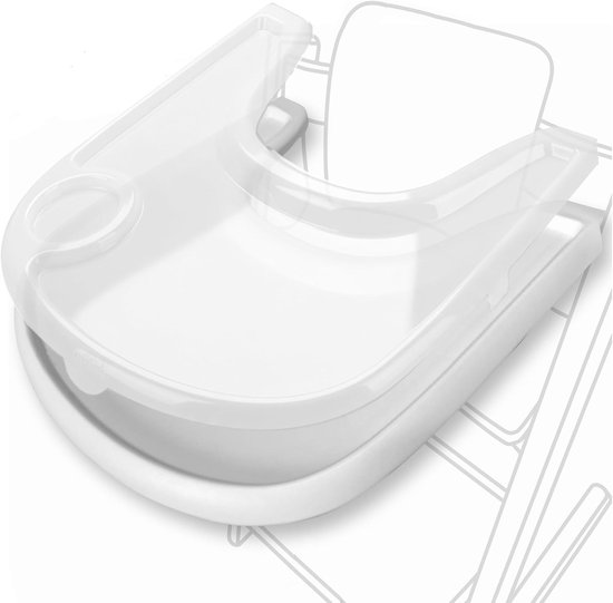 Dienblad en hoes voor Stokke Tripp Trapp kinderstoel | Combo van mat wit dienblad + doorzichtige hoes voor eenvoudige reiniging en sterke zuigkracht