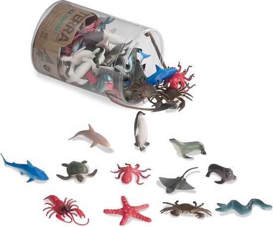 dieren 60-delige dierfiguren, verzameling zeedieren, speelgoedset – haai, schildpad, inktvis, krab, pinguïn, dolfijn en meer – speelgoed vanaf 3 jaar van $