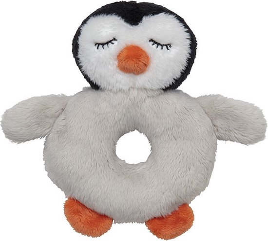 Dieren knuffel baby rammelaar pinguin 10 x 15 cm - Kraamcadeau van $