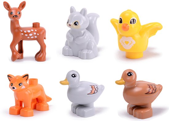 Dieren Speelset Bos – 6 Stuks – Geschikt voor Duplo