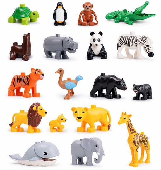 Dieren Speelset Dierentuin – 18 Stuks – Geschikt voor Duplo van Merkloos