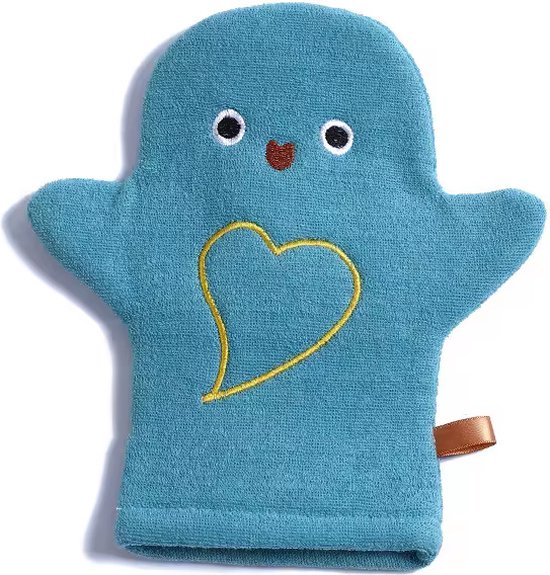 Dieren Washandje Bad/ Douche - Badspeelgoed - Pinguïn Blauw van Happy Horse