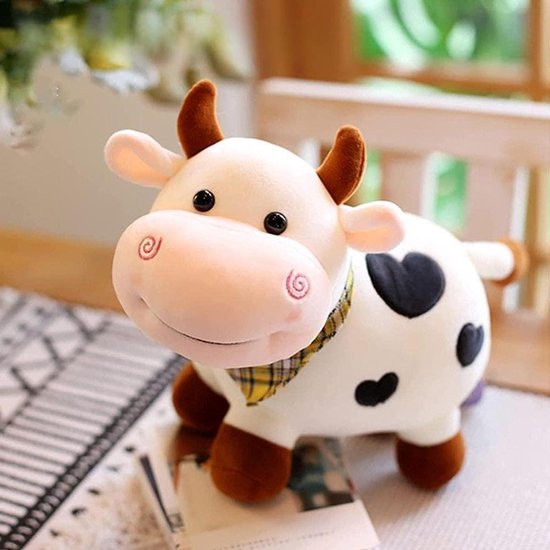 Dierenpluche Pop - Knuffel Dier - Kinderen Spelen - Zacht PP Katoen - 25 x 20 cm - Bruin Wit