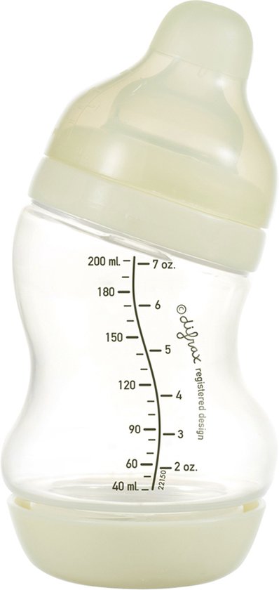 Difrax Baby fles 200 ml Wide - S-Fles - Anti-Colic - Crème - 1 stuk van Difrax