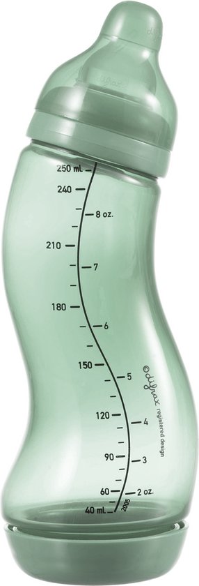Difrax Baby fles 250 ml Natural - S-Fles - Anti-Colic - Groen - 1 stuk van Difrax