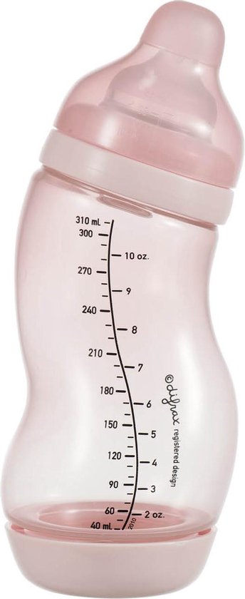 Difrax Baby fles 310 ml Wide - S-Fles - Anti-Colic - Lichtroze - 1 stuk van Difrax