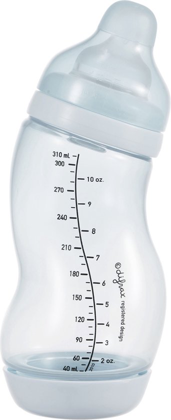 Difrax Baby S-fles 310 ml Wide - Lichtblauw - 1 Stuk, Baby fles met Anti-Colic, S-Vorm zorgt voor constante stroom van Merkloos