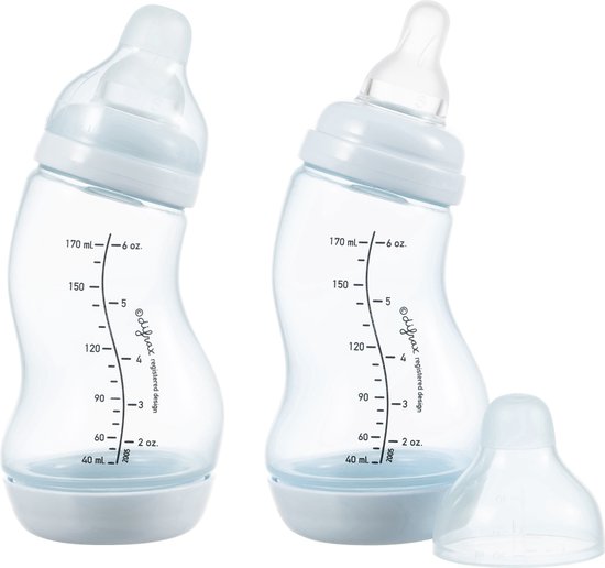 Difrax Babyfles 170 ml Natural - S-fles - Anti-Colic - Lichtblauw - 2 stuks van Merkloos