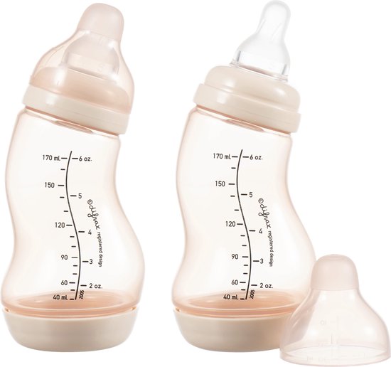 Difrax Babyfles 170 ml Natural - S-fles - Anti-Colic - Lichtroze - 2 stuks van Difrax