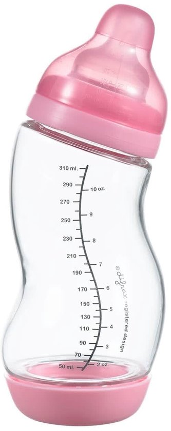 Difrax Babyfles Breed Glas - 310 ml - Wit - 1 Stuk - S-fles - Anti Koliek