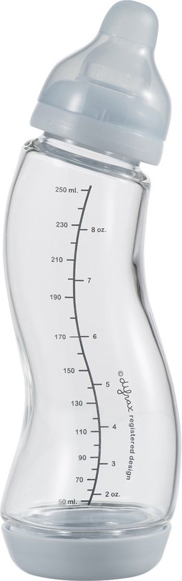 Difrax Babyfles Natural Glas - 250 ml - Lichtblauw - 1 Stuk - S-fles - Anti Koliek van Difrax